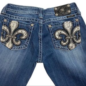 Miss Me Style JP6163B Embroidered Embellished Jeans 30 Professionally Shortened